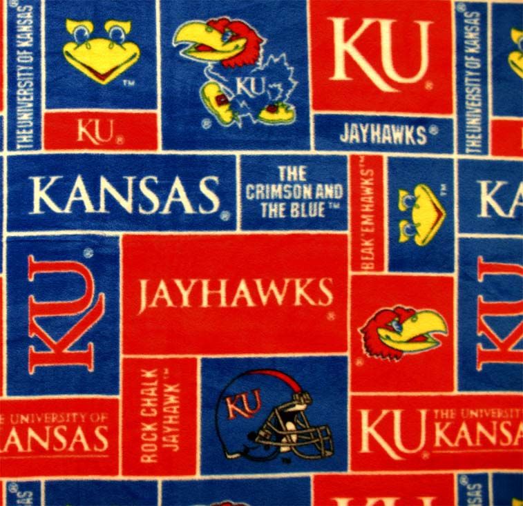 University of Kansas Jayhawks Boxes Print Fleece Fabric