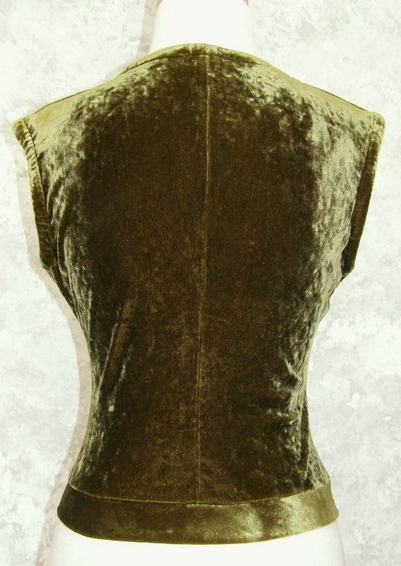 Jil Sander Olive Stretch Soft Velvet Vest Top M DK Grn Holiday Evening