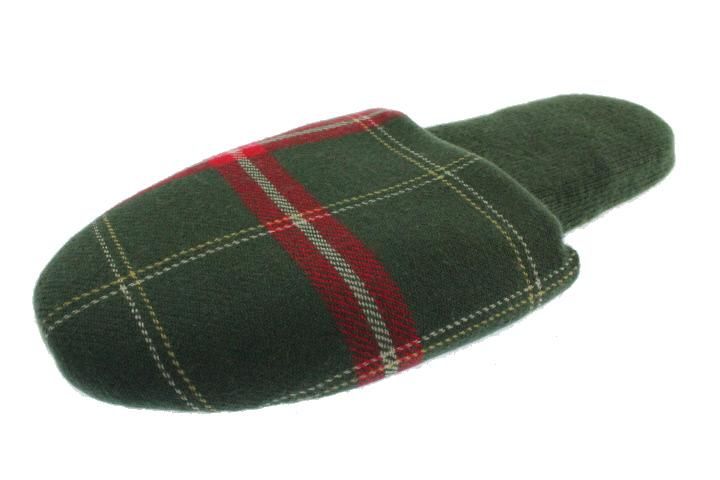 Kashmere New Green Plaid Cashmere Wool Slide Slippers Sleepwear M BHFO