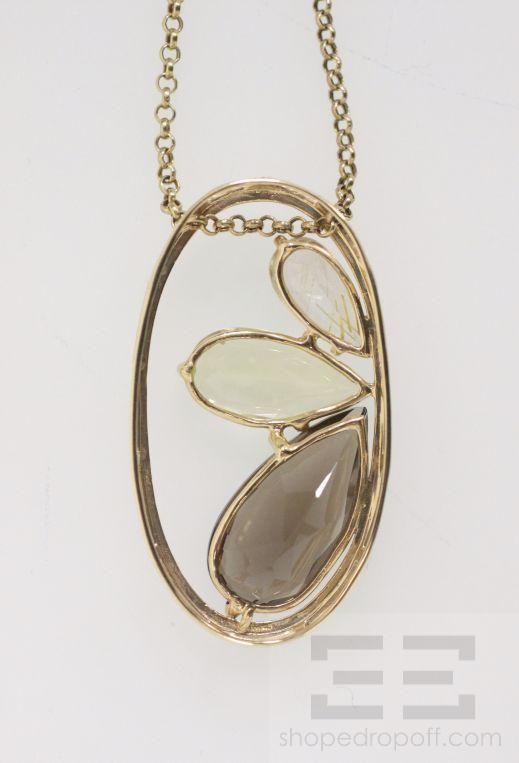 Karla Antunes 14k Gold Smoky Lima Rutilated Quartz 18 Necklace