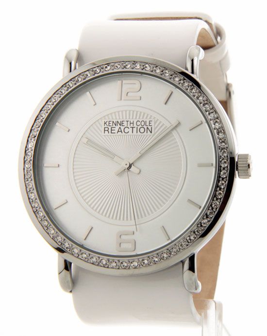 Kenneth Cole Leather White Black Band Womens Watch RK6007