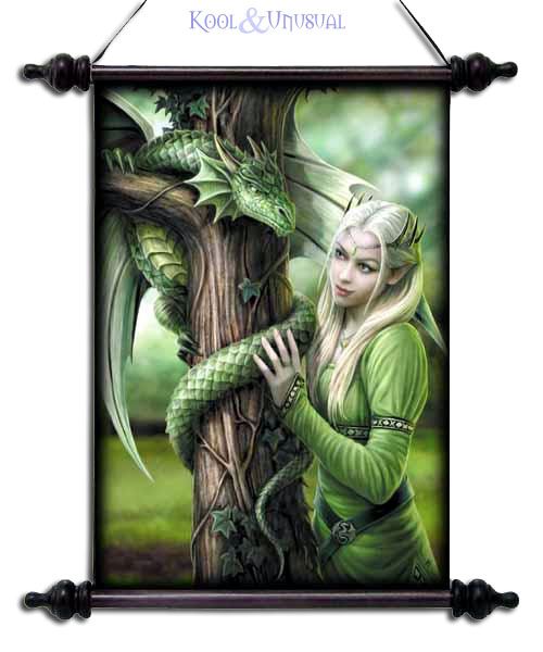 Anne Stokes Wall Art Scroll Kindred Spirits Fairy Princess with