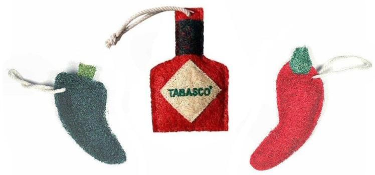 Art 100% Natural Loofah Kitchen Scrubber   Tabasco & Chili Peppers 3pk