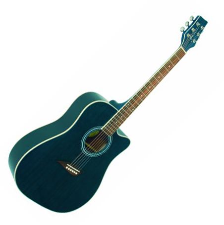 Kona K1 Dreadnought Cutaway Acoustic Guitar Trans Blue