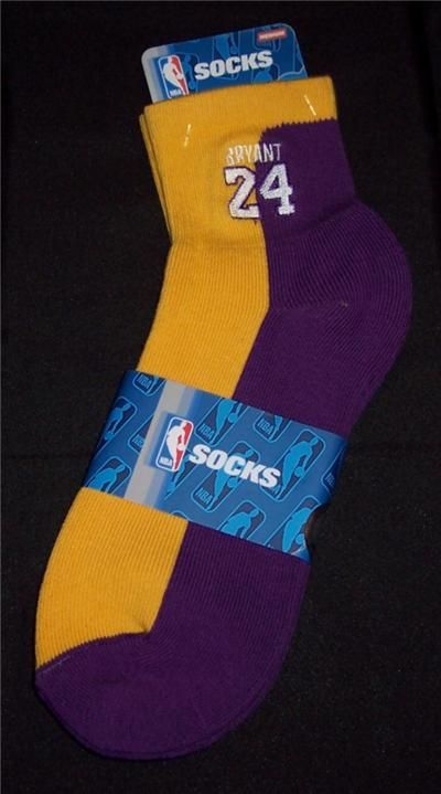 KOBE BRYANT LOS ANGELES LAKERS #24 SPLIT PLAYER SOCKS SIZE MEDIUM 5 10