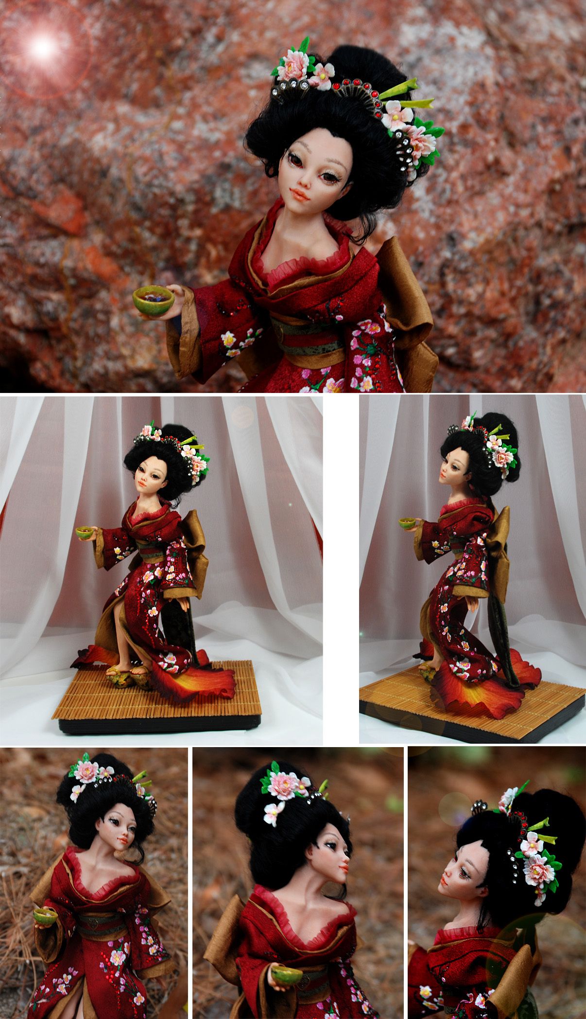 Polymer Clay Fairy sculpture. Fall Flower Dance by Kristina Kuntz