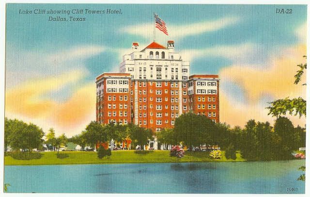 Cliff Towers Hotel Lake Cliff Dallas TX Postcard