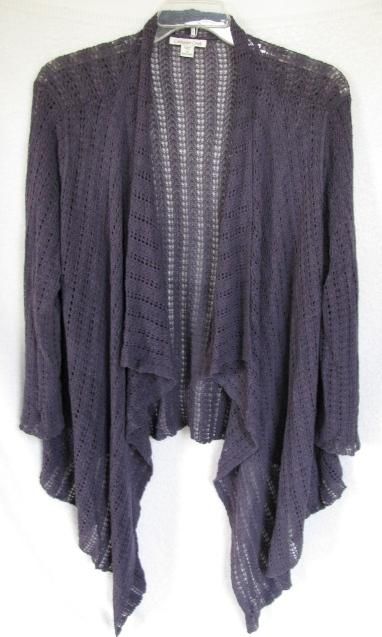 Coldwater Creek Lacy Pointelle Knit Cascade Cardigan