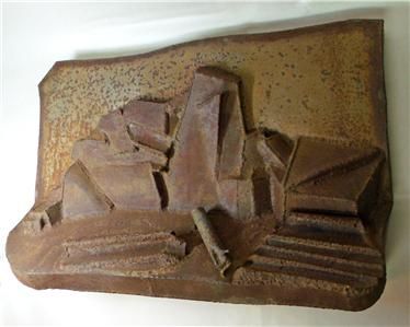 ABSTRACT sculpture wall hanging art rusty landscape * free US shipping