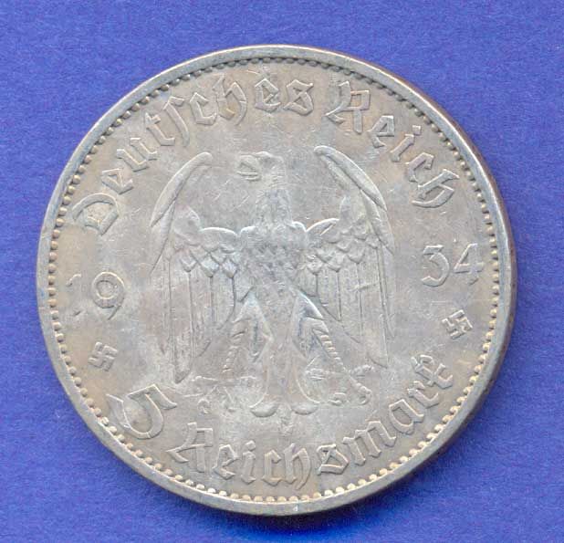 Germany 5 Reichmark 1934 A KM83 K159