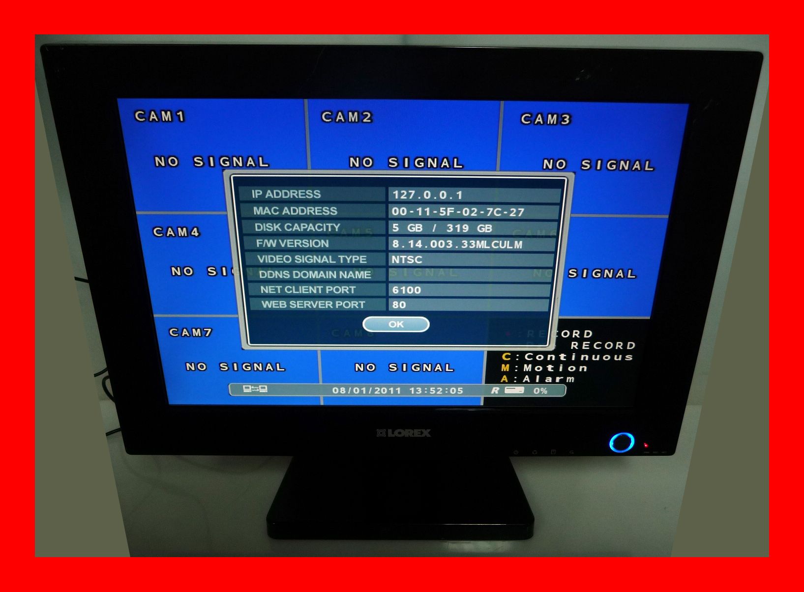 Lorex 20 LCD DVR Combo Monitor L20WD800321 System
