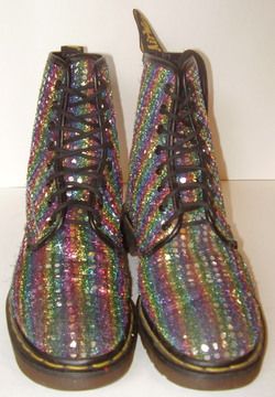 Dr Martens England Doc Martin Rainbow Glitter Sparkle 8 Eye Ankle