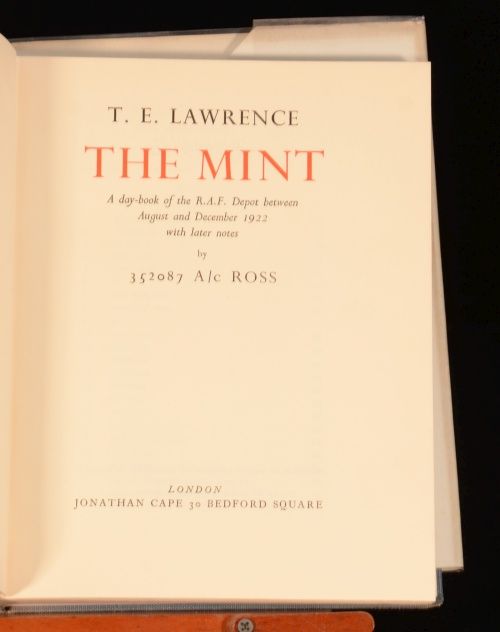 1955 The Mint T E Lawrence with Dustwrapper First Edition Memoir