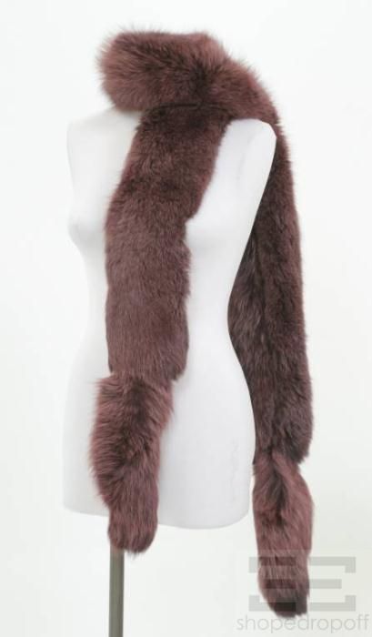 Lenore Marshall Aubergine Fox Fur Boa Scarf