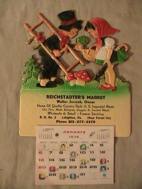 Vintage Calendar Lehighton PA 1974 Germany Diecut Boy