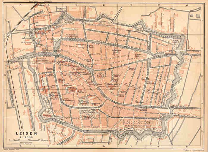 Netherlands LEIDEN. LEYDEN. Old Vintage City Map Plan.1906. Holland.