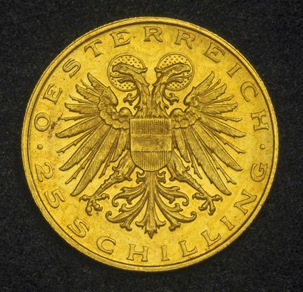 1935 Austria 1st Republic Scarce Gold 25 Schilling Coin Mintage 2 880