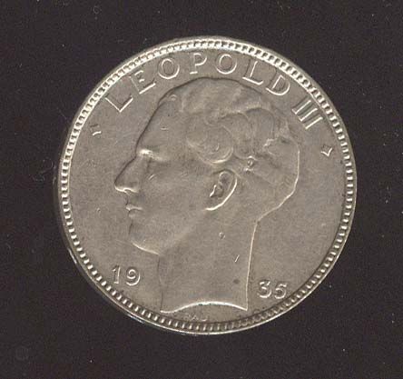 Belgium 20 Francs 1935 Leopold III Silver Coin