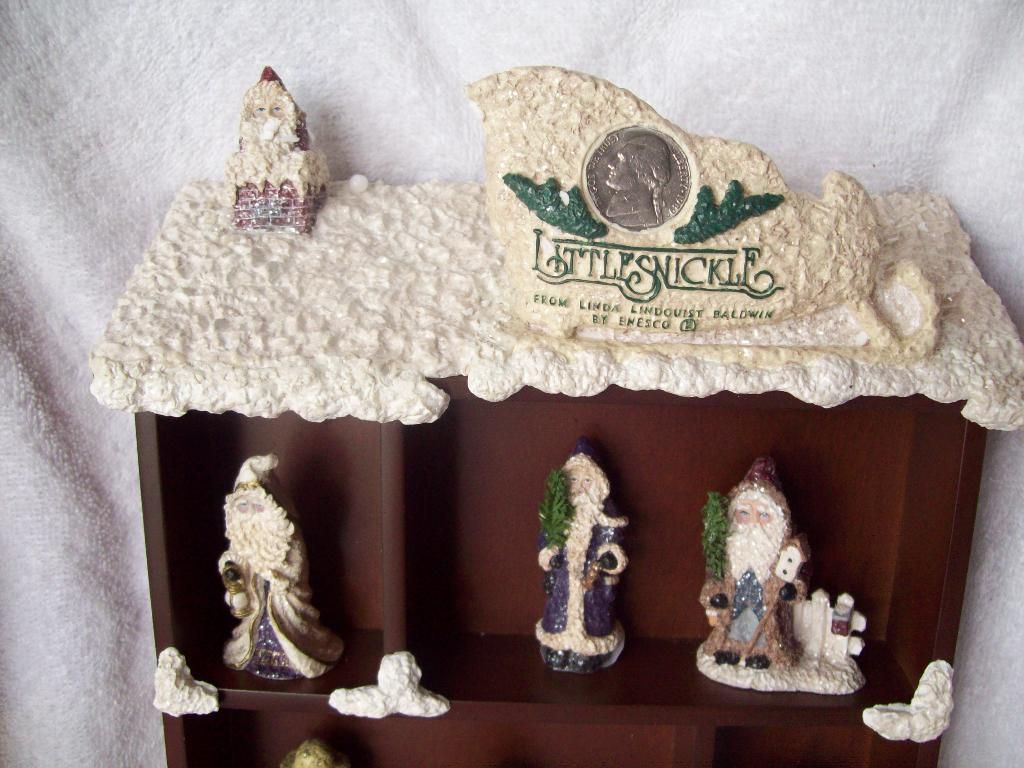 DISPLAY & 6 BELLSNICKLE SANTAS LINDA LINDQUIST BALDWIN 1999 ENESCO