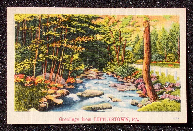 1940s Linen Stream Greetings Littlestown PA Adams Co PC