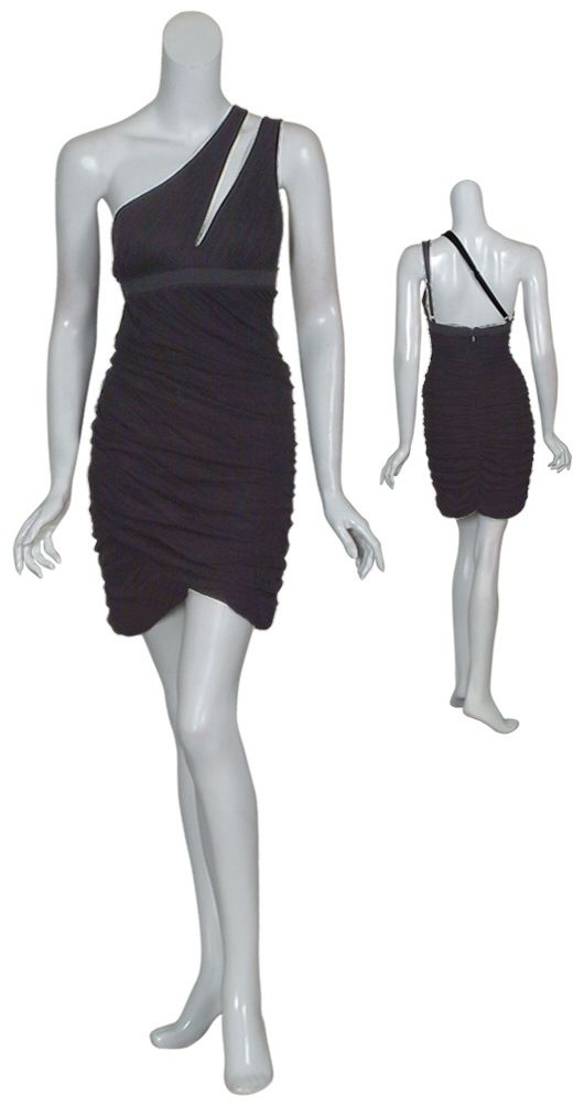 BCBG MAXAZRIA Little Black Ruched Dress Small 4 6 New