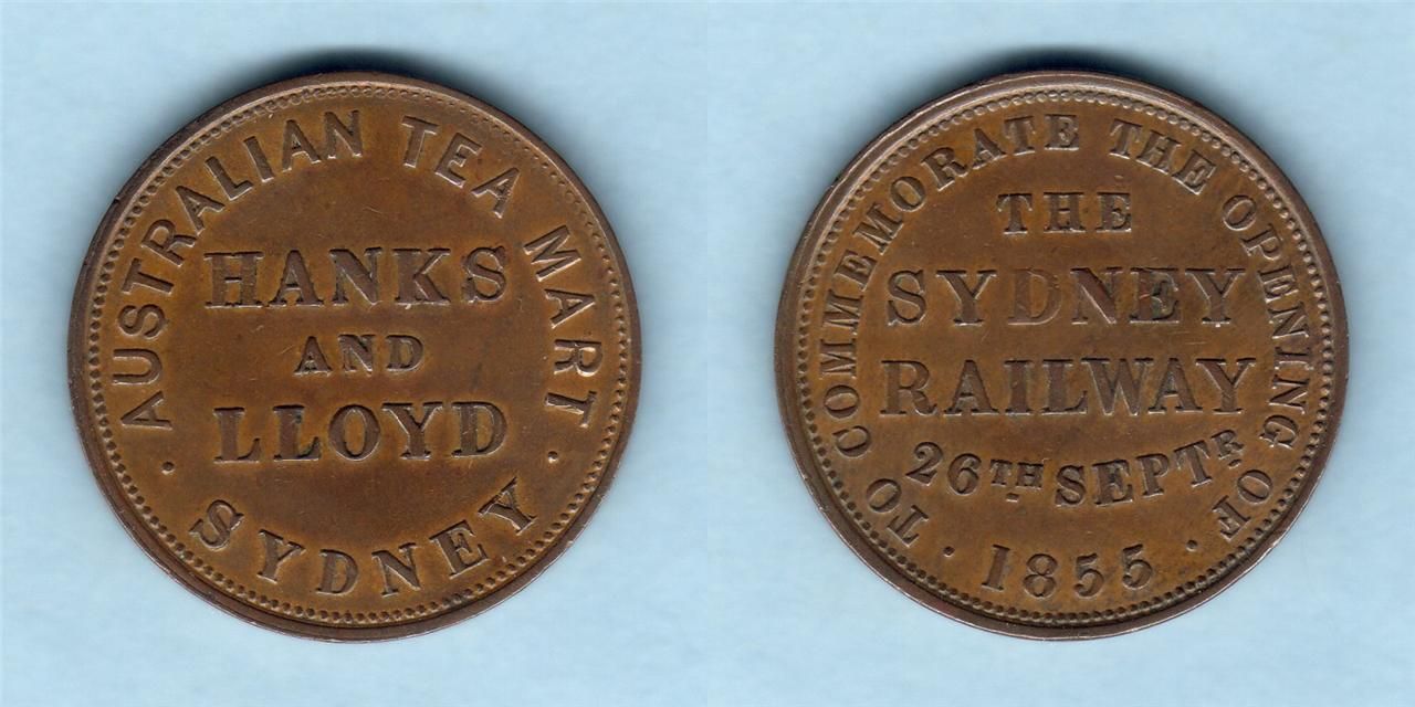 Australia Token Hanks Lloyd 1855 1D Sydney Railway TR Lustre AEF EF