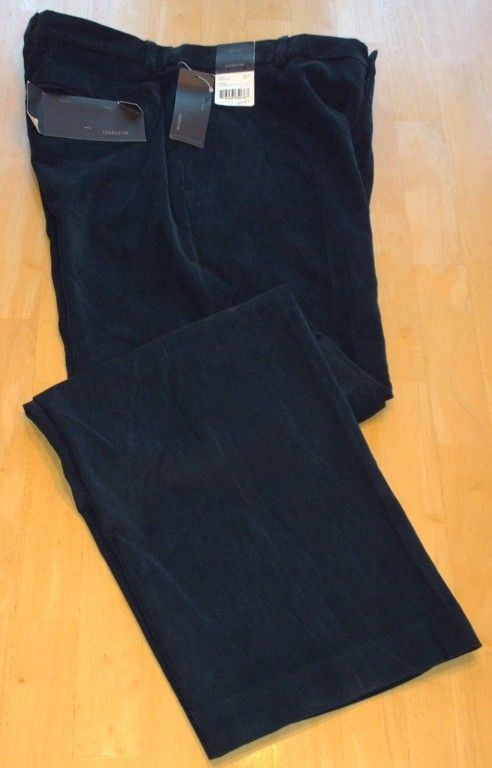 Liz Claiborne Flat Straight Black Corduroy Pant New $79