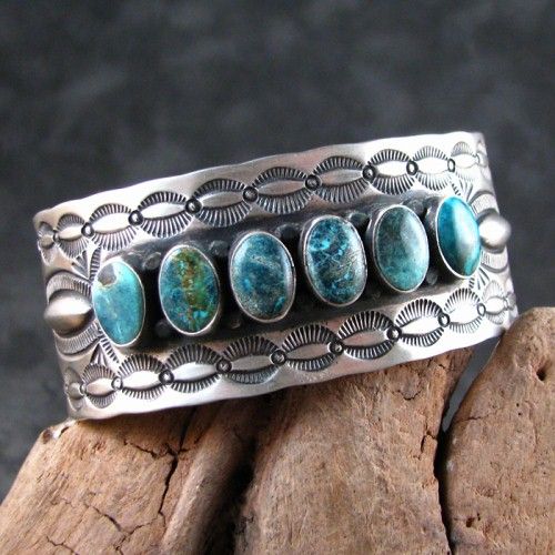 Navajo Herman Smith Lone Mountain Turquoise Cuff