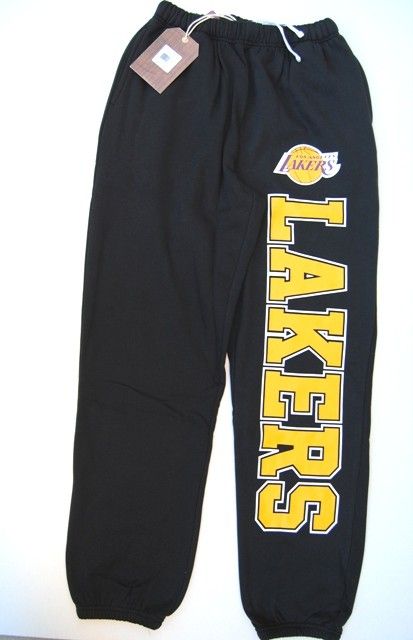 Los Angeles Lakers Black NBA Fleece Sweatpants Mitchell Ness Authentic