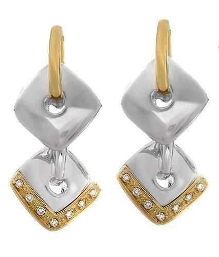 Brand New Modern Lorenzo Sterling Silver 18k Yellow Earrings with