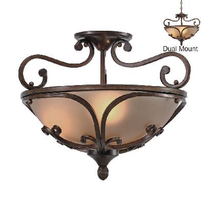 NEW 3 Light Pendant or Semi Flush Ceiling Lighting Fixture, Bronze