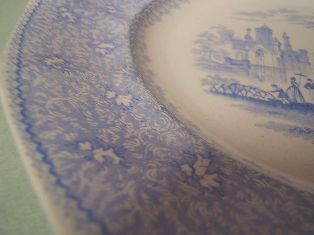 Mayer Longport Garden Scenery Blue Transferware Plate 9 3 8