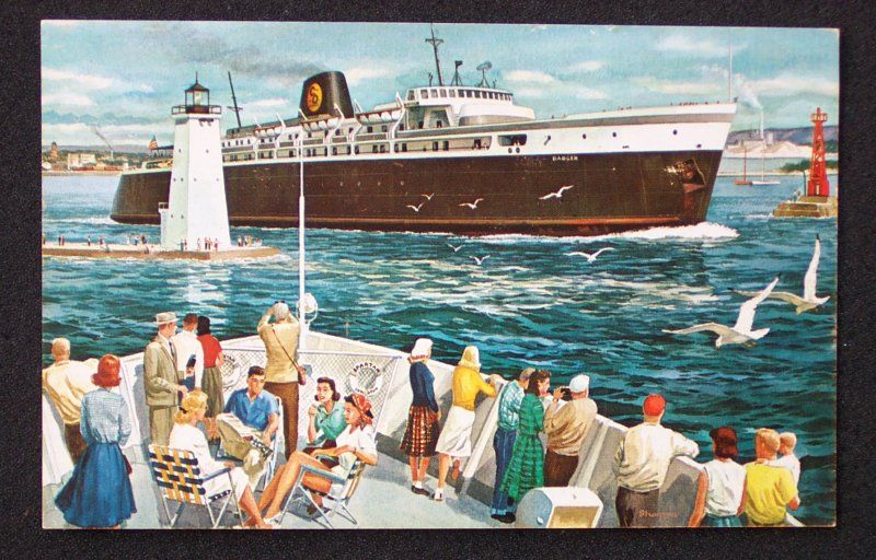 1950s C O Railroad Ferry Kewaunee Wi Ludington MI PC