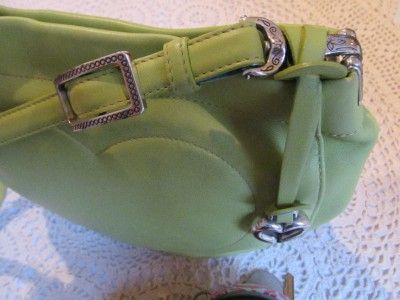 BRIGHTON ~ Jodi Light Green Heart Reversible Tote Shoulder Bag Leather