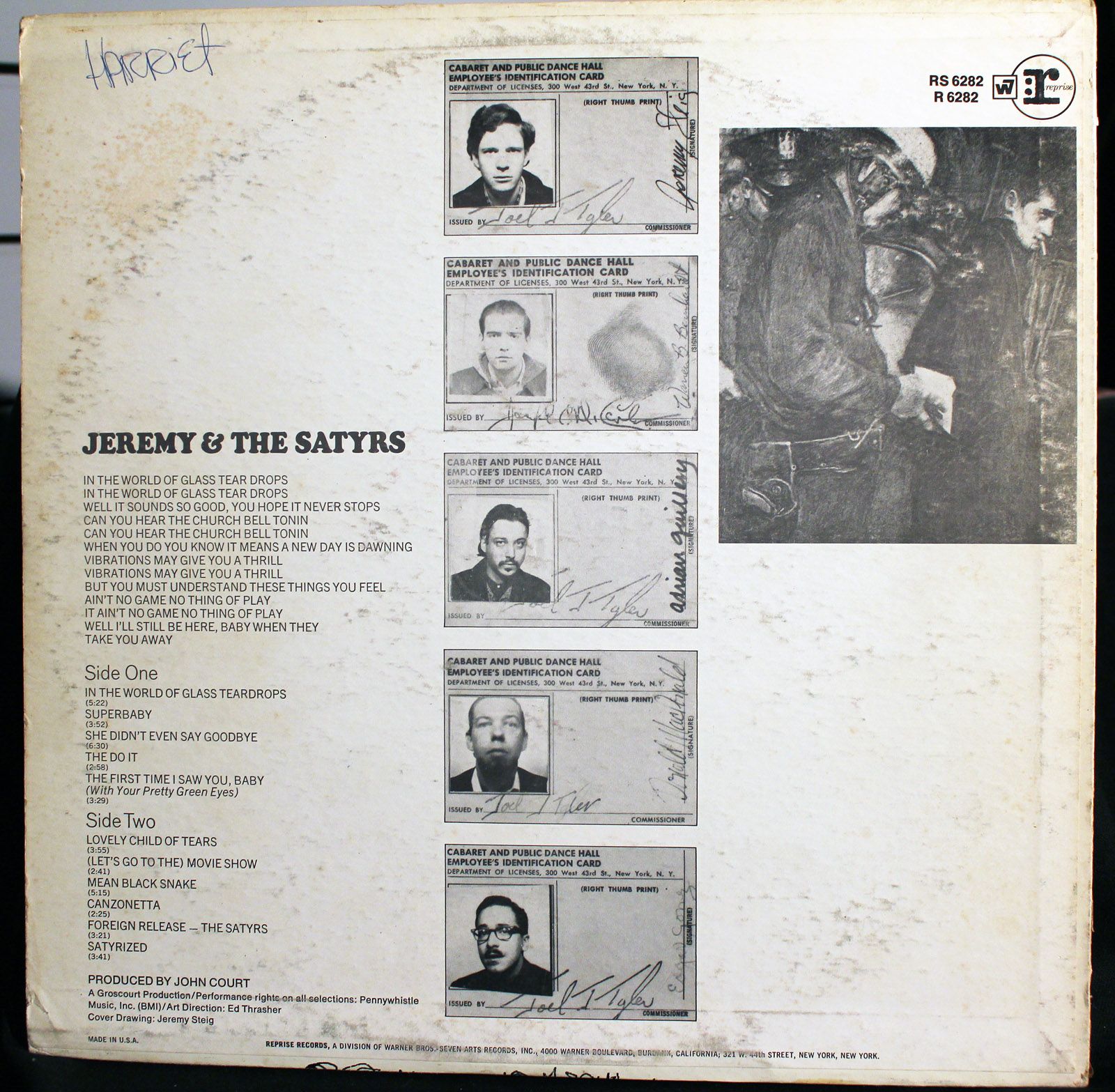 Jeremy The Satyrs Self Titled 1968 Reprise Psychedelic Progressive