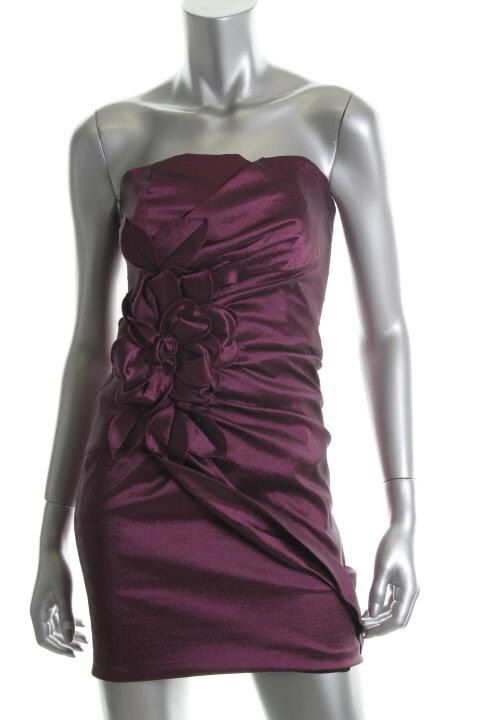 Scott McClintock New Purple Taffeta Strapless Cocktail Evening Dress 8