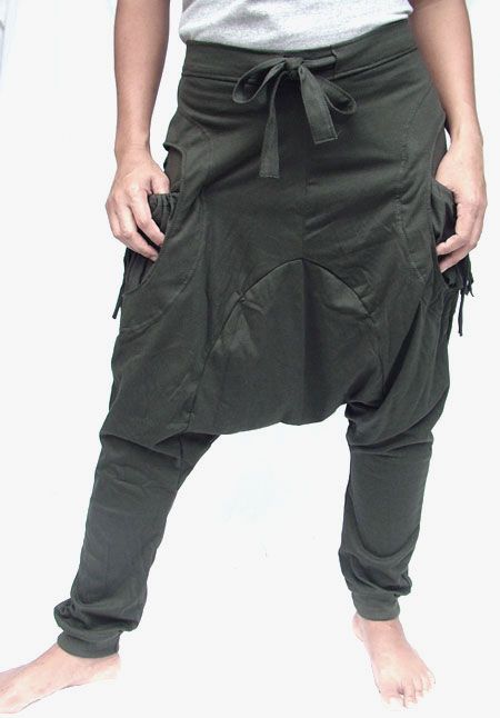 MC Hammer Drop Crotch sweat Pants Drawstring Pocket s M