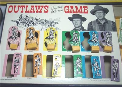 Vintage 1961 Outlaws TV Western Board Game Transogram Complete Trans O