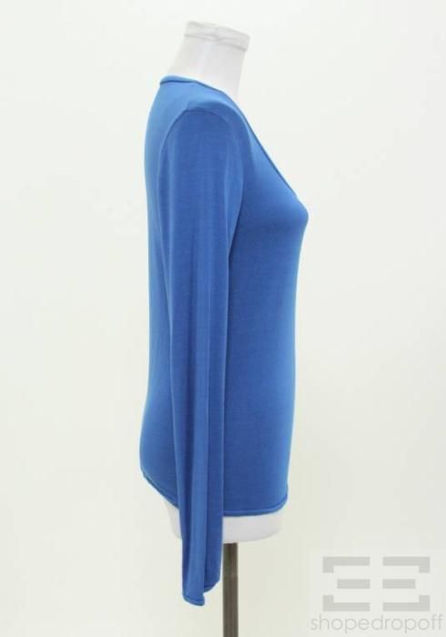 MM6 Maison Martin Margiela Cobalt Blue Jersey Knit LS Scoop Neck Top