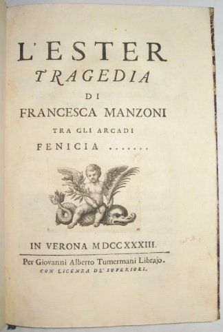 Francesca Manzoni LEster Tragedia 1733 First Edition