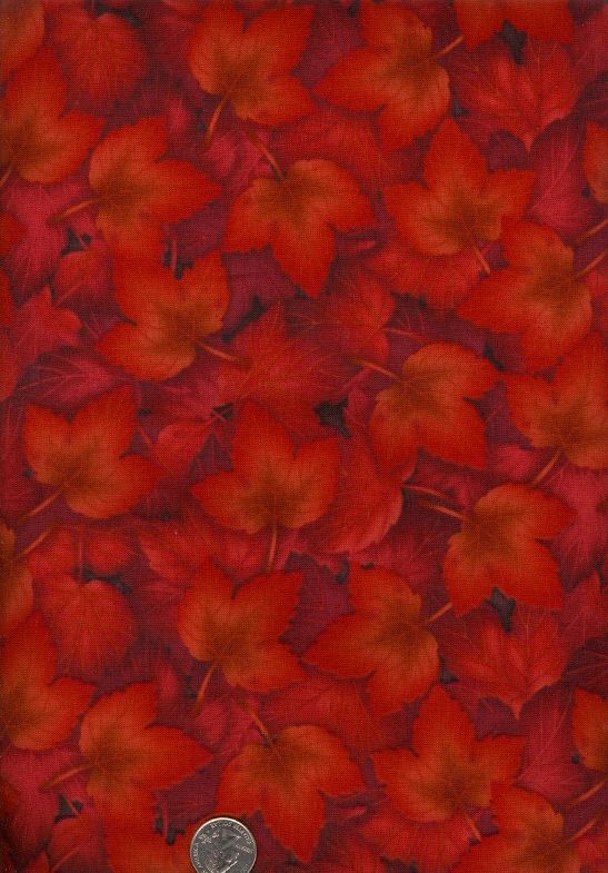 Glorious Red Maple Leaves Fabric Kona Bay New
