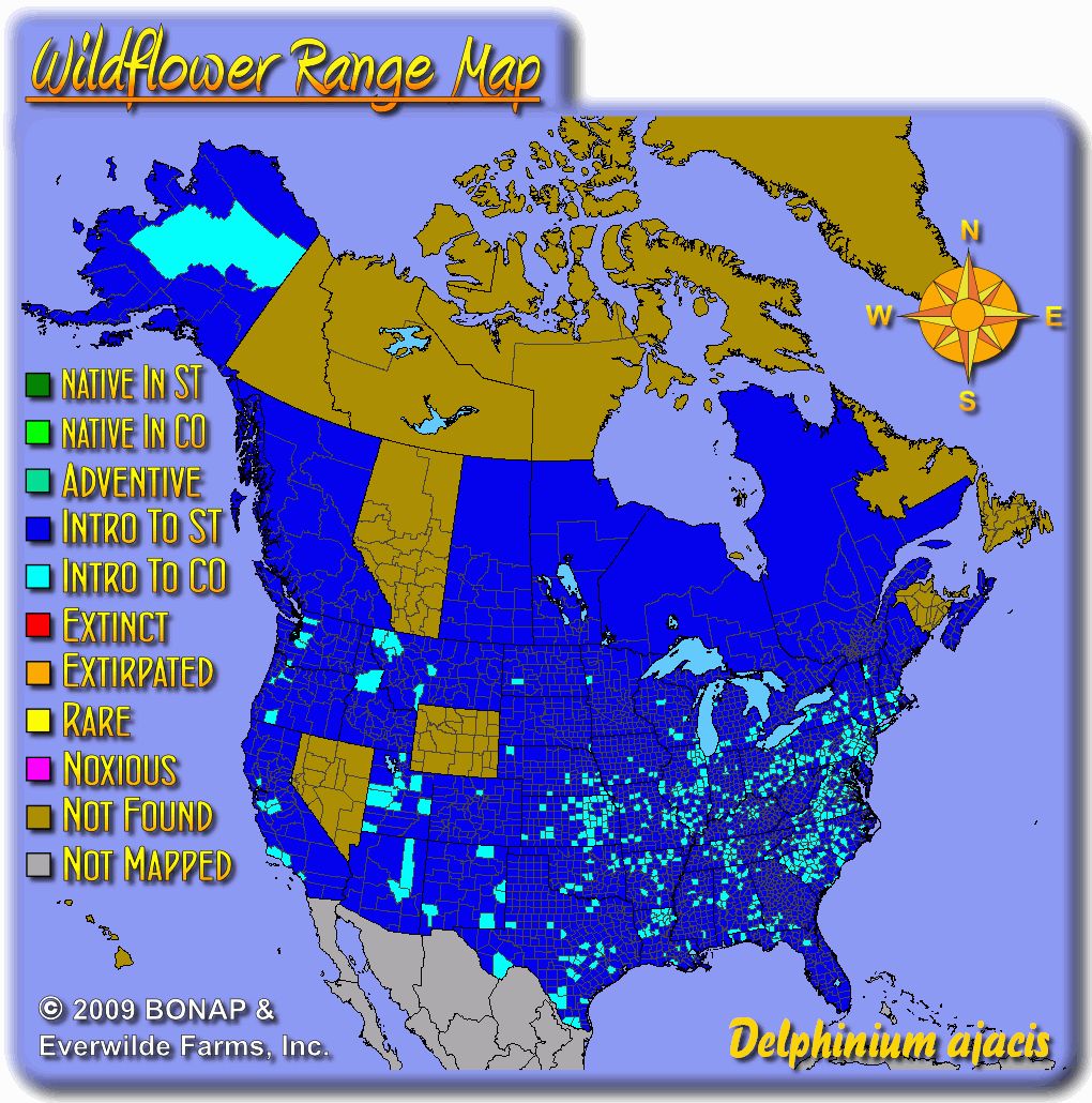 note many wildflowers can grow in areas outside of their natural range