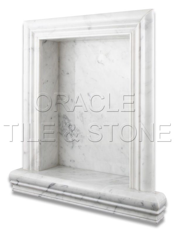 Carrara White Marble Honed Shampoo Niche Shelf Large