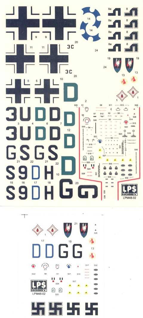 LPS Decals 1 48 Messerschmitt BF 110D Markings Stencils