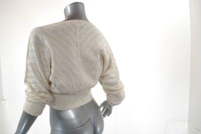 Marion Foale Cream 100 Cotton Crop Cardigan Sweater Charming Hand Knit