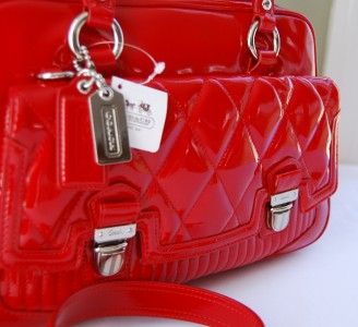 378 Coach 18675 Poppy Liquid Gross Pushlock Satchel Cherry