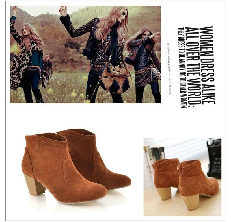 European Women Matte Paper High heeled Short Boots 3110