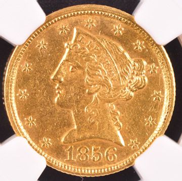 1856 C Liberty $5 NGC AU 58
