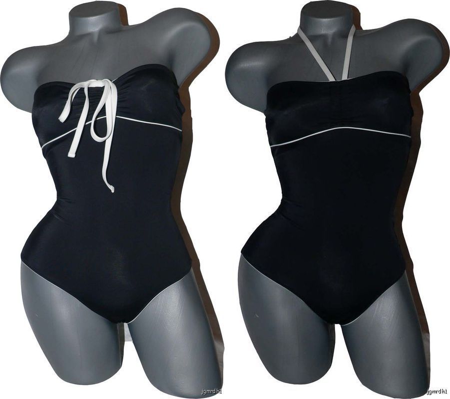 Max Mara Black Bandeau Swimsuit Strapless s $235