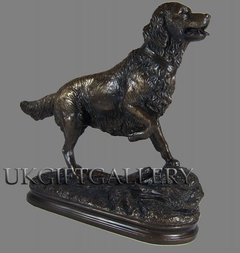 Bronze Golden Retriever Dog Sculpture Ornament Statue